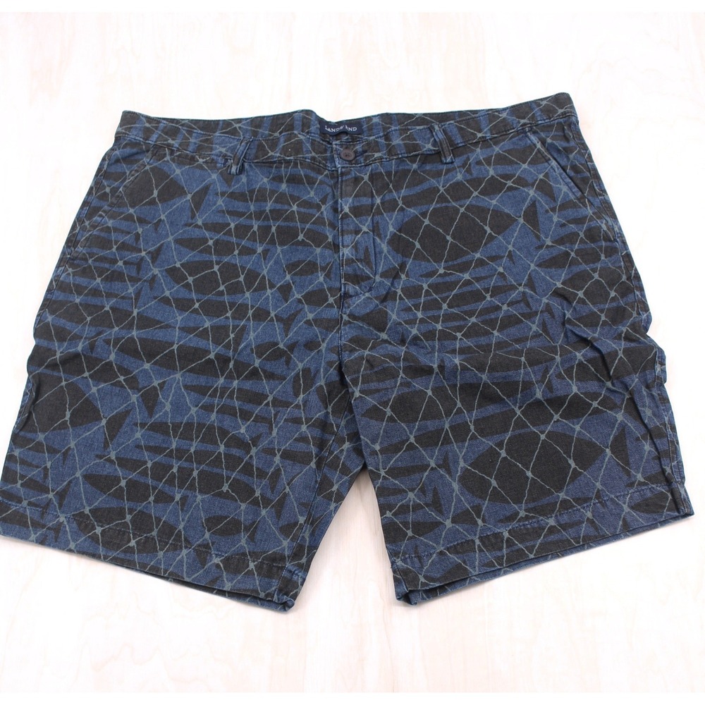 Lands End Mens 42 Blue Chambray Fish Net Graphic Print Chino Shorts Nautical